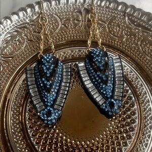 Elegant Blue and Gold Earrings